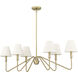 Kennedy 6 Light 41.63 inch Brushed Champagne Bronze Linear Pendant Ceiling Light in Ivory Linen